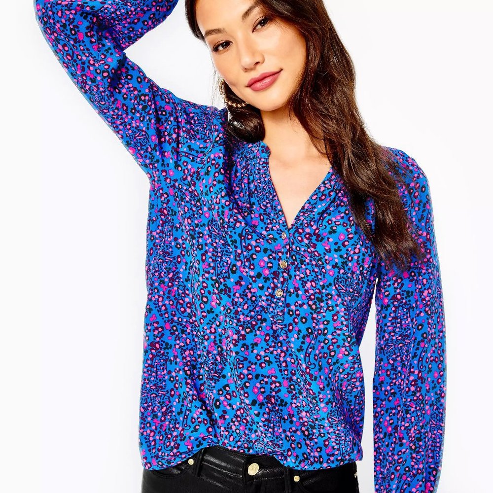 Lilly Pulitzer Blue and Pink Blouse